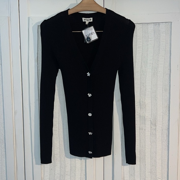 STAUD Cargo Knit Sweater - floral buttons size L - Picture 5 of 9